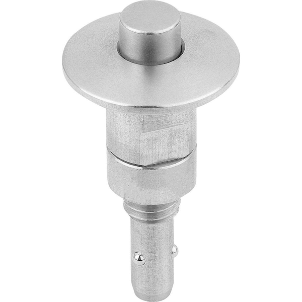 Ball Lock Pin With Mushroom Grip, D1=10, L1=21, 5, Stainless Steel Bright, Comp:Stainless Steel